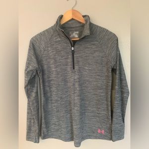 Under Armour gray and pink lightweight 1/4-zip sweatshirt